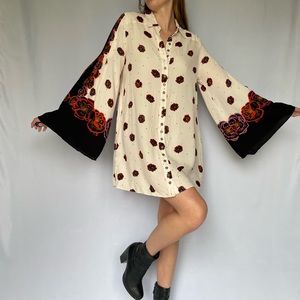 Free People floral bell sleeve tunic / dress